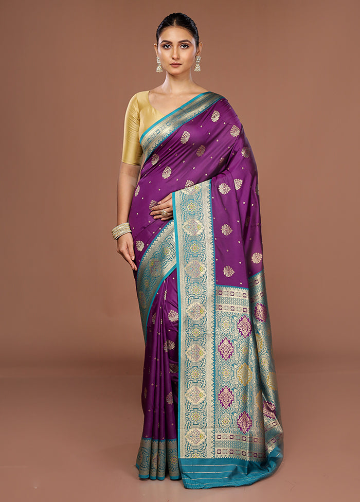 Purple Dupion Silk Saree With Blouse Piece