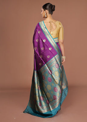 Purple Dupion Silk Saree With Blouse Piece
