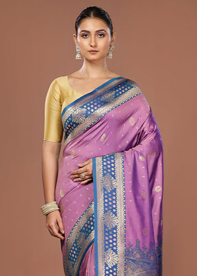 Purple Dupion Silk Saree With Blouse Piece