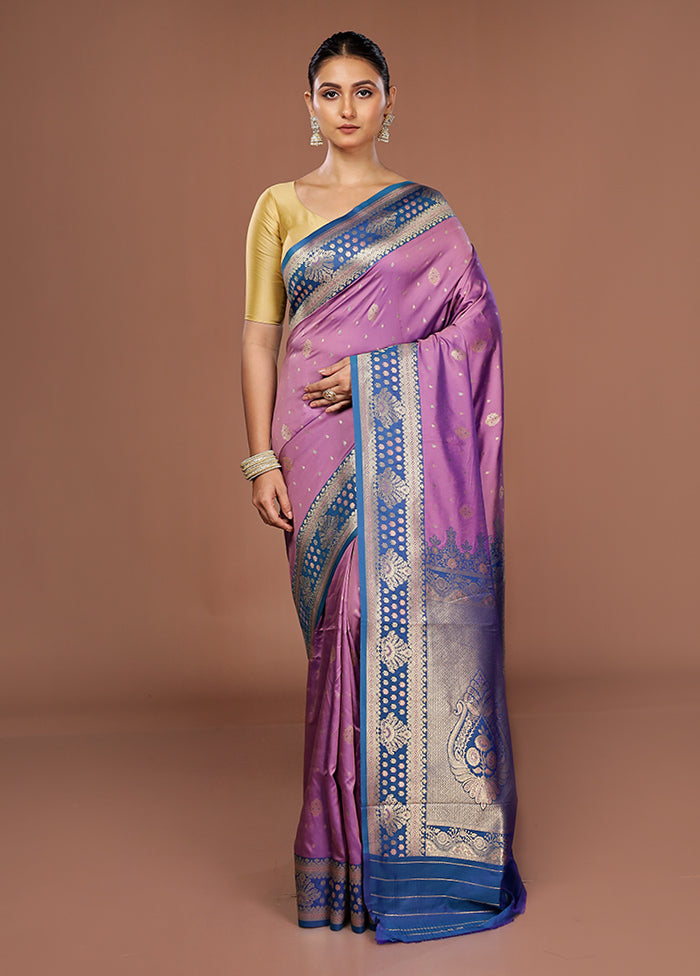Purple Dupion Silk Saree With Blouse Piece