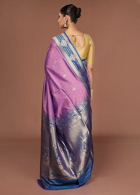 Purple Dupion Silk Saree With Blouse Piece