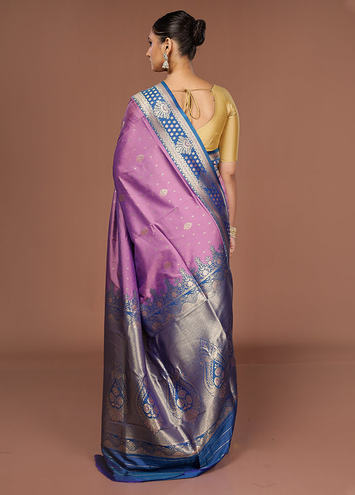 Purple Dupion Silk Saree With Blouse Piece