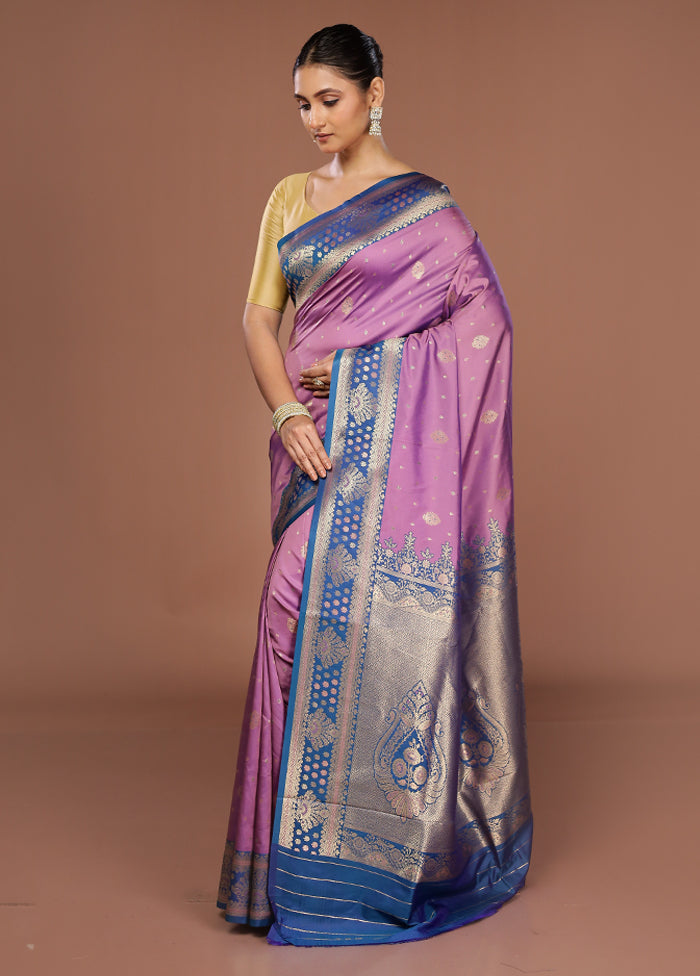 Purple Dupion Silk Saree With Blouse Piece