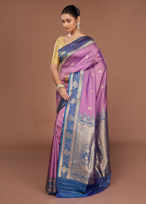 Purple Dupion Silk Saree With Blouse Piece