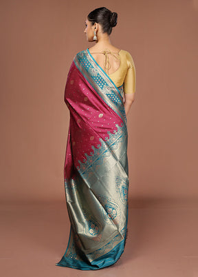 Purple Dupion Silk Saree With Blouse Piece