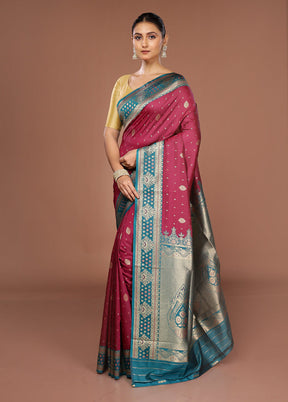 Purple Dupion Silk Saree With Blouse Piece