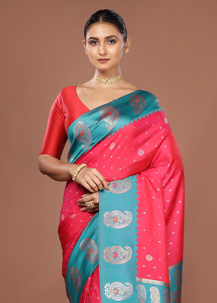 Pink Dupion Silk Saree With Blouse Piece