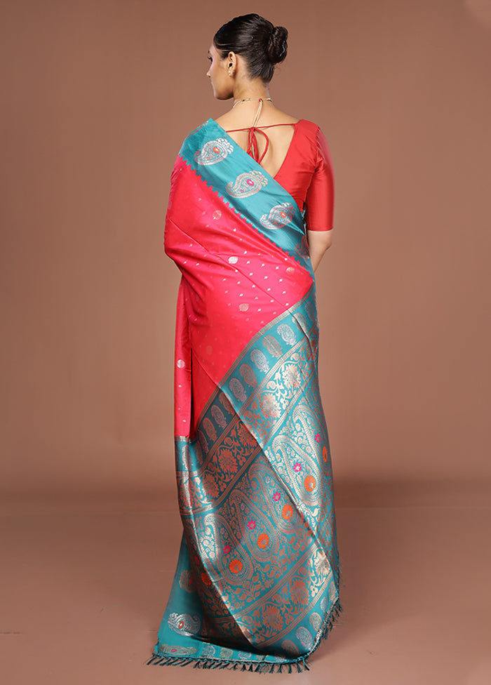 Pink Dupion Silk Saree With Blouse Piece