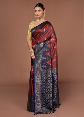 Maroon Dupion Silk Saree With Blouse Piece