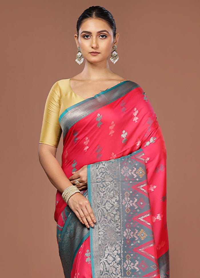 Pink Dupion Silk Saree With Blouse Piece