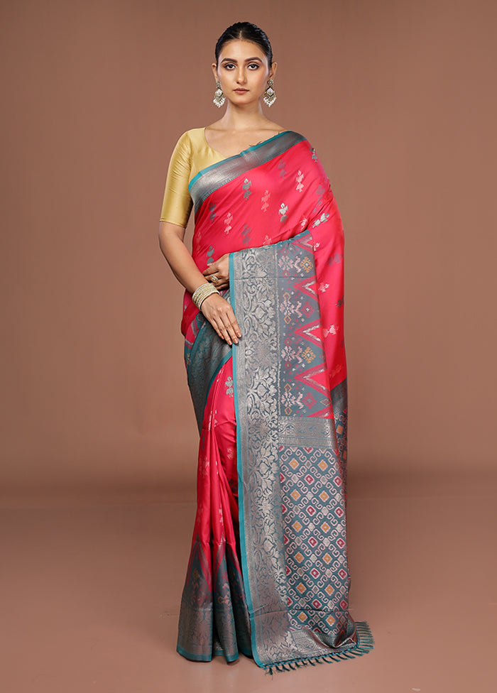 Pink Dupion Silk Saree With Blouse Piece