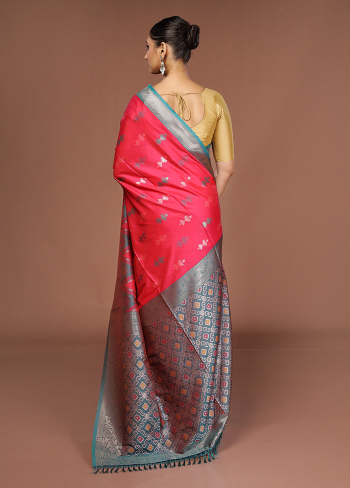 Pink Dupion Silk Saree With Blouse Piece