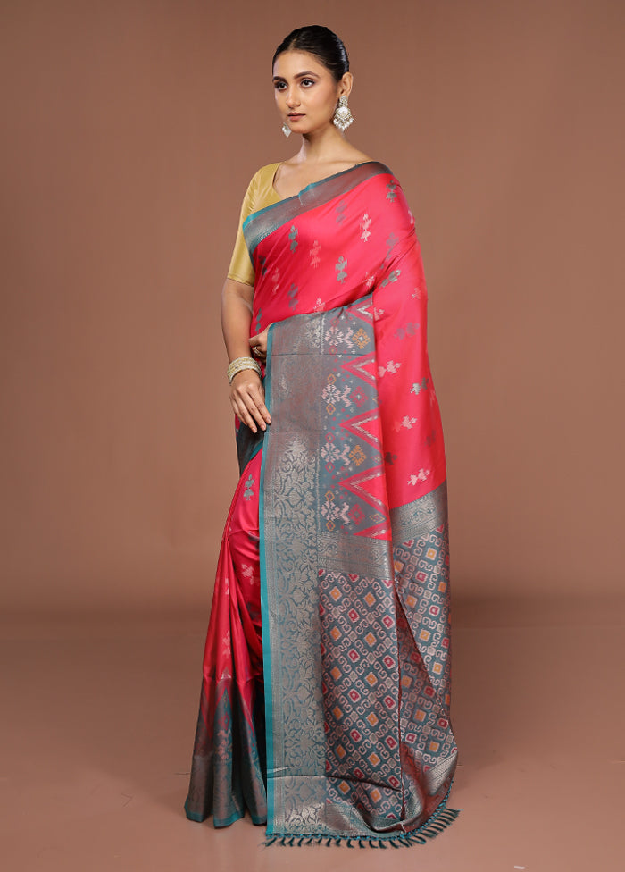 Pink Dupion Silk Saree With Blouse Piece