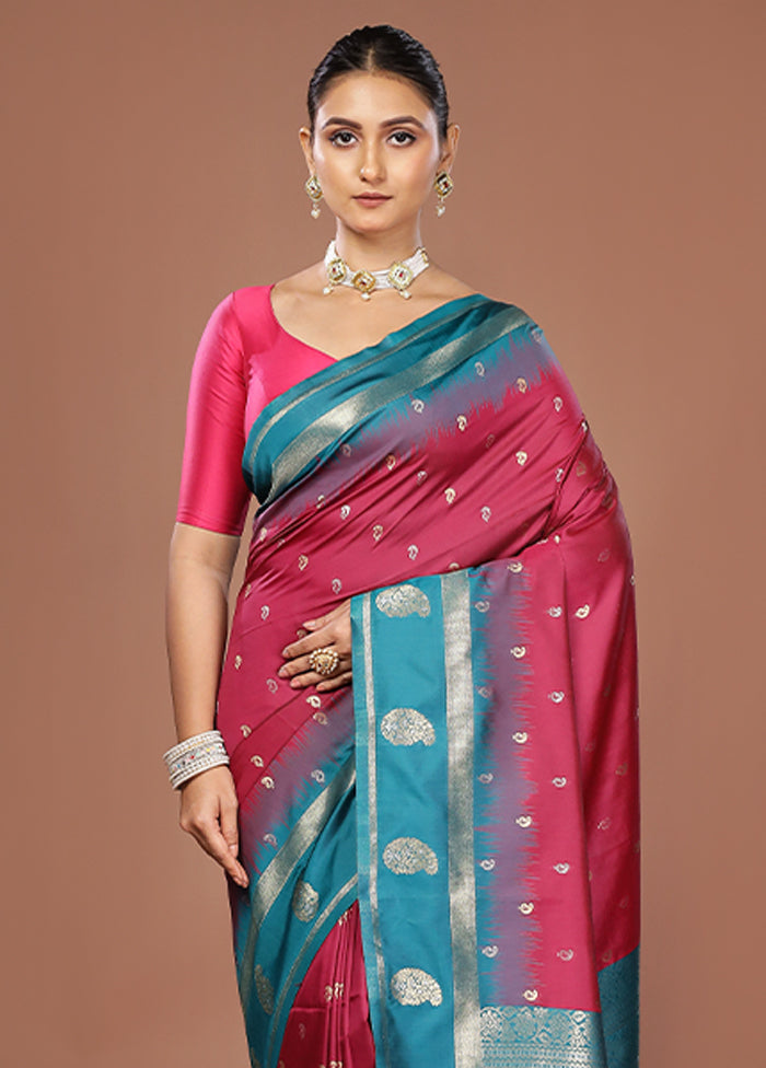 Purple Dupion Silk Saree With Blouse Piece