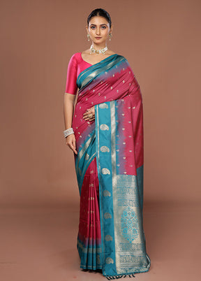 Purple Dupion Silk Saree With Blouse Piece