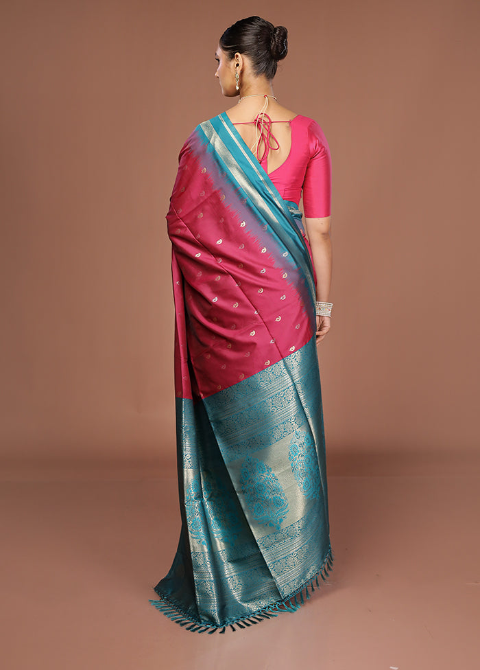 Purple Dupion Silk Saree With Blouse Piece