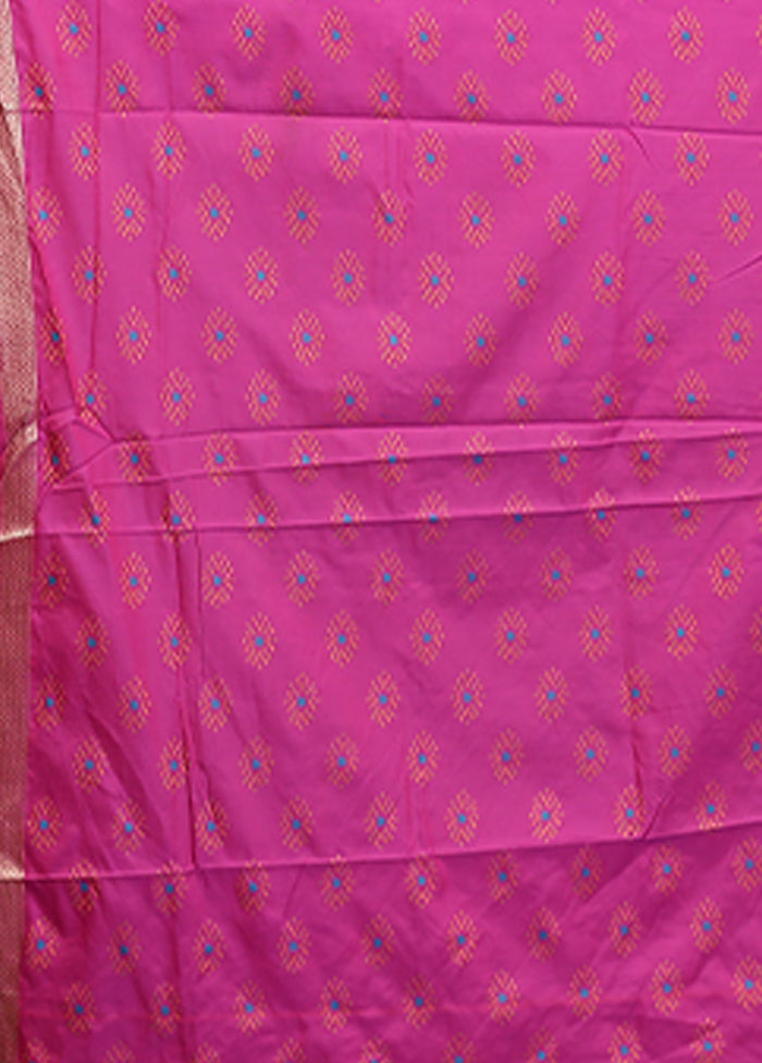 Blue Dupion Silk Saree With Blouse Piece