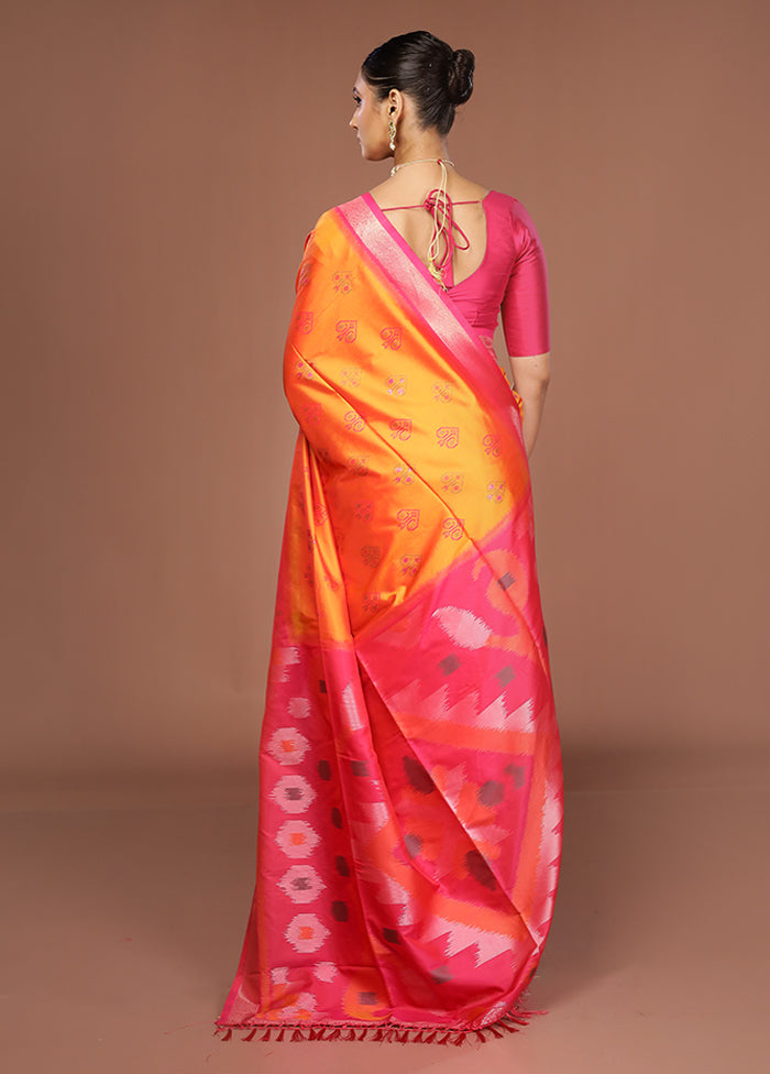 Yellow Dupion Silk Saree With Blouse Piece