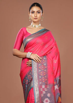 Pink Dupion Silk Saree With Blouse Piece
