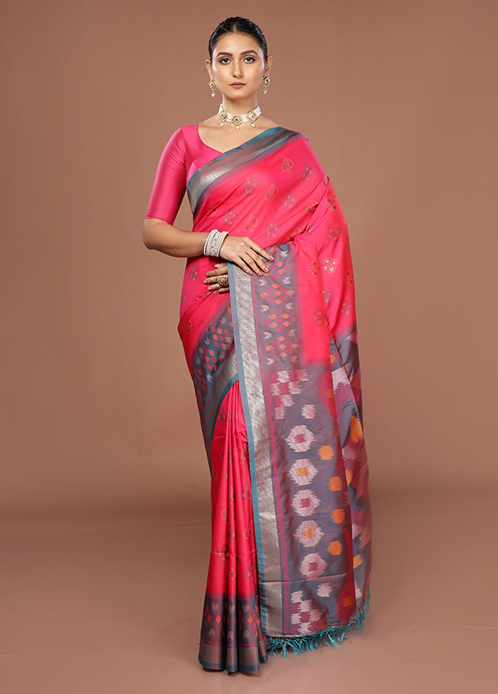 Pink Dupion Silk Saree With Blouse Piece