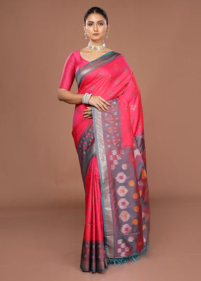 Pink Dupion Silk Saree With Blouse Piece