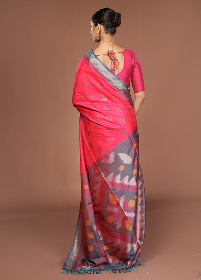 Pink Dupion Silk Saree With Blouse Piece