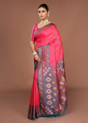 Pink Dupion Silk Saree With Blouse Piece