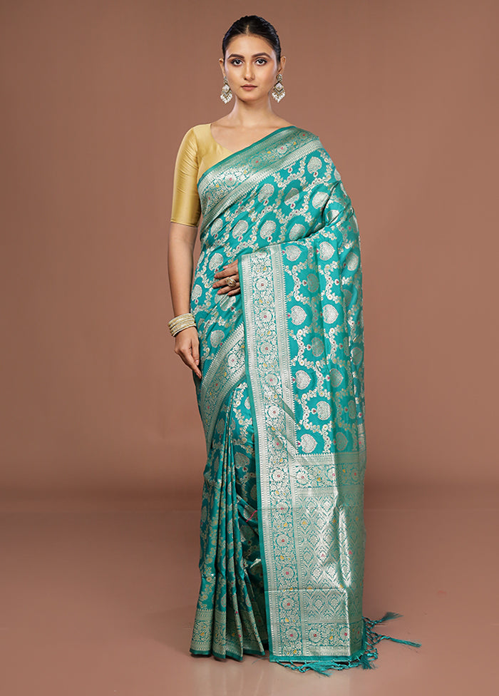 Green Dupion Silk Saree With Blouse Piece