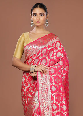 Pink Dupion Silk Saree With Blouse Piece