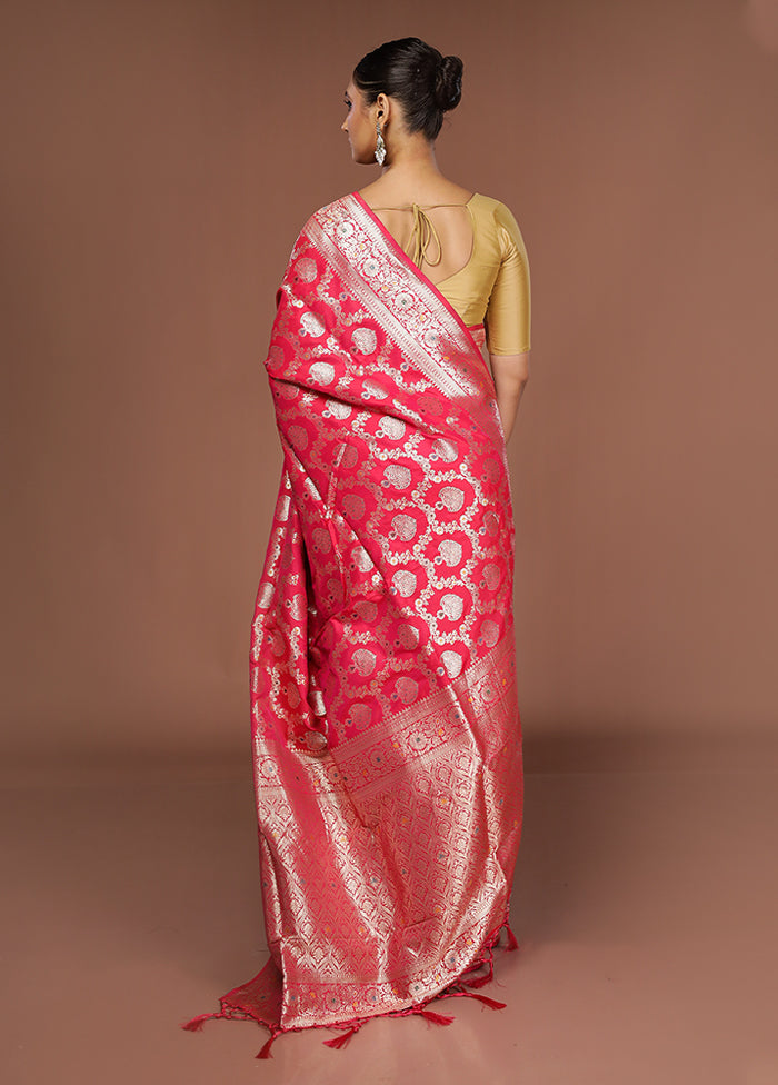 Pink Dupion Silk Saree With Blouse Piece