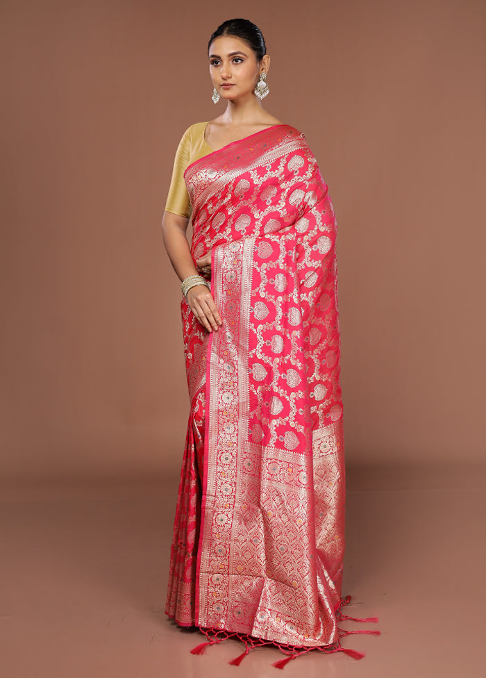 Pink Dupion Silk Saree With Blouse Piece