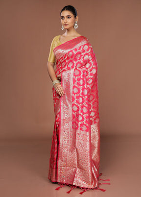 Pink Dupion Silk Saree With Blouse Piece