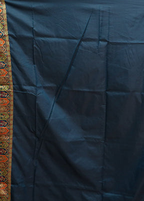 Blue Dupion Silk Saree With Blouse Piece