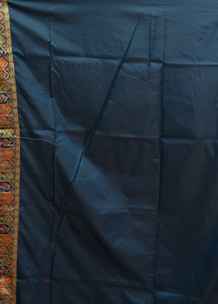 Blue Dupion Silk Saree With Blouse Piece