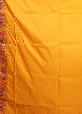 Yellow Dupion Silk Saree With Blouse Piece