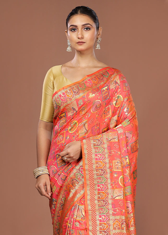Pink Dupion Silk Saree With Blouse Piece