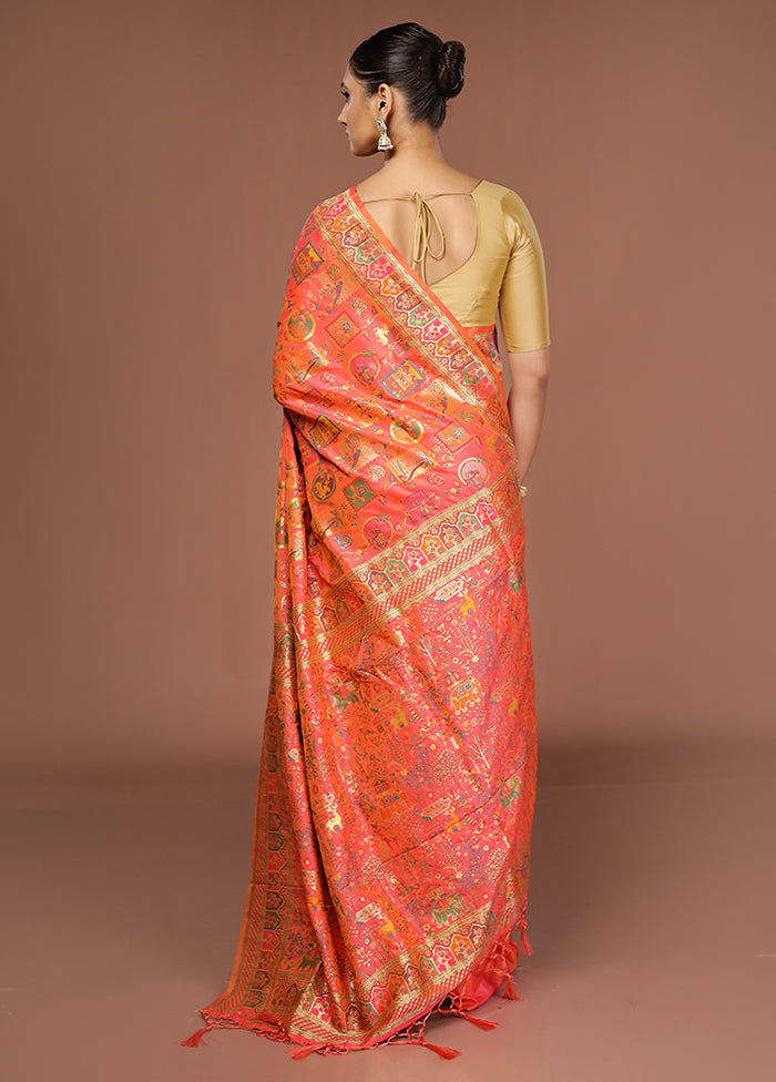 Pink Dupion Silk Saree With Blouse Piece