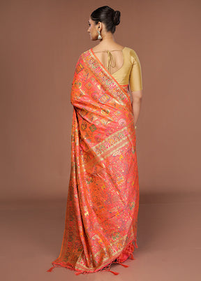 Pink Dupion Silk Saree With Blouse Piece