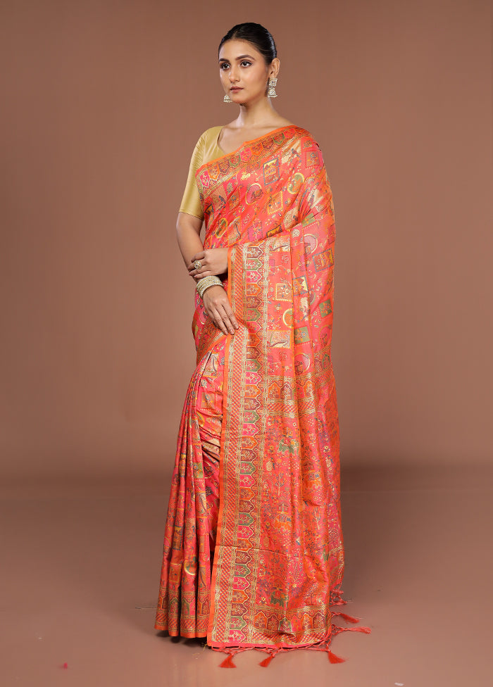 Pink Dupion Silk Saree With Blouse Piece