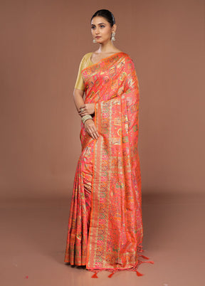 Pink Dupion Silk Saree With Blouse Piece