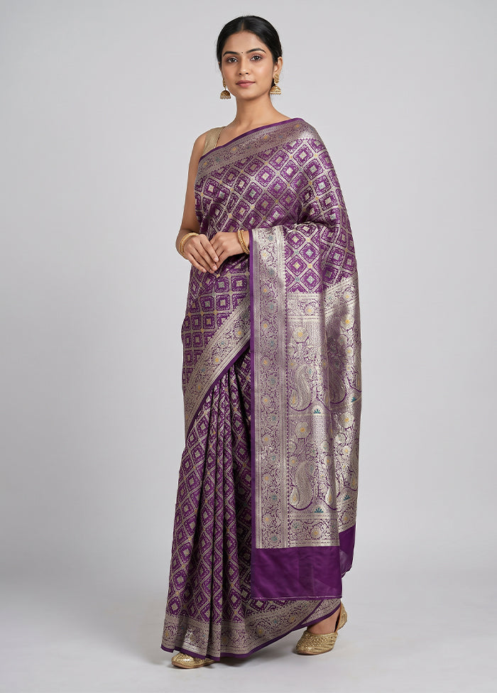 Purple Dupion Silk Saree With Blouse Piece