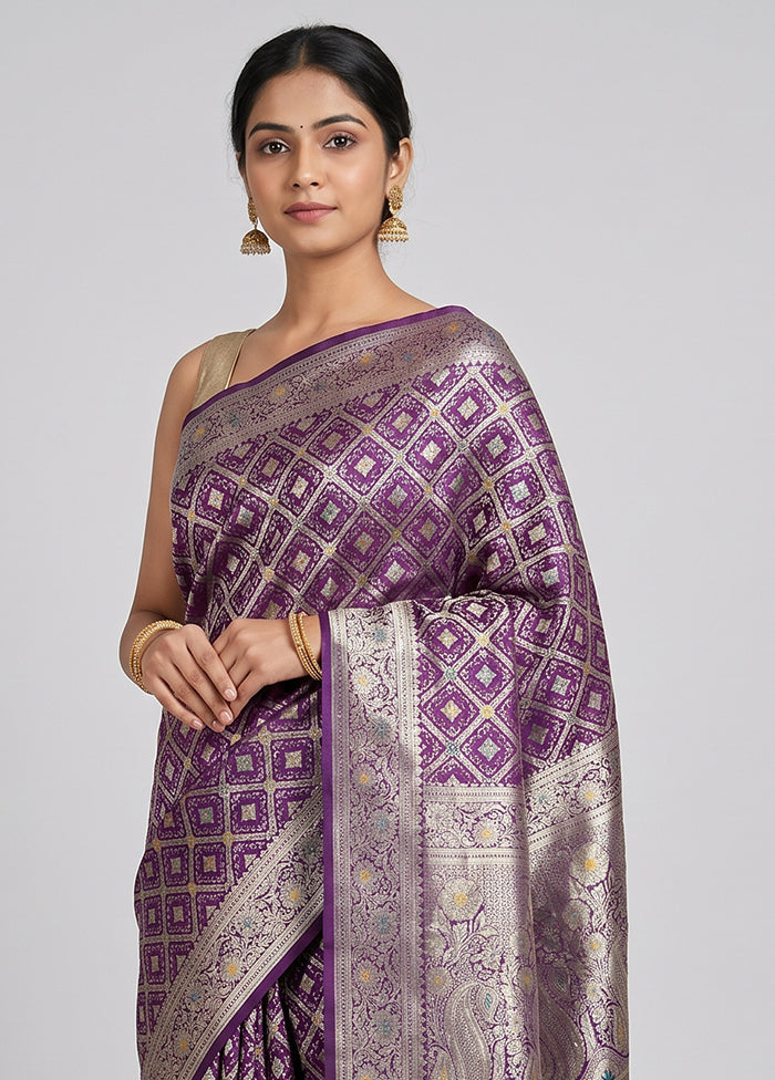 Purple Dupion Silk Saree With Blouse Piece