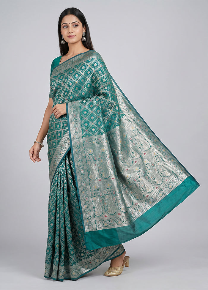Green Dupion Silk Saree With Blouse Piece