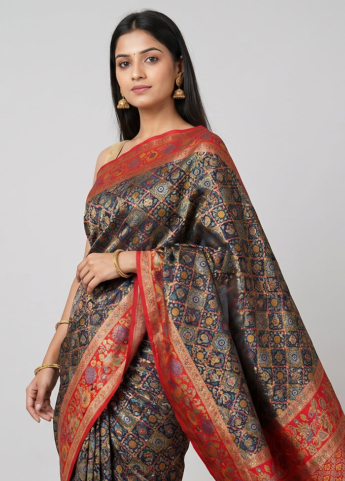 Black Dupion Silk Saree With Blouse Piece