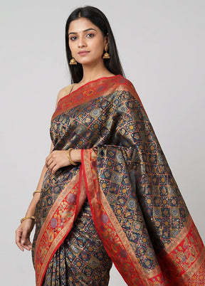 Black Dupion Silk Saree With Blouse Piece