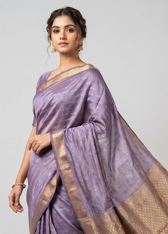 Purple Kanjivaram Silk Saree With Blouse Piece
