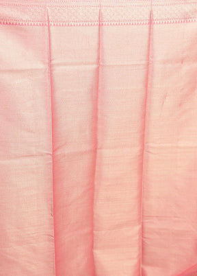 Pink Kora Silk Saree With Blouse Piece