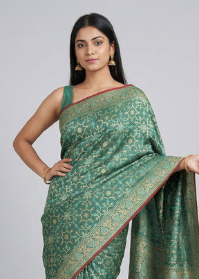 Green Kora Silk Saree With Blouse Piece