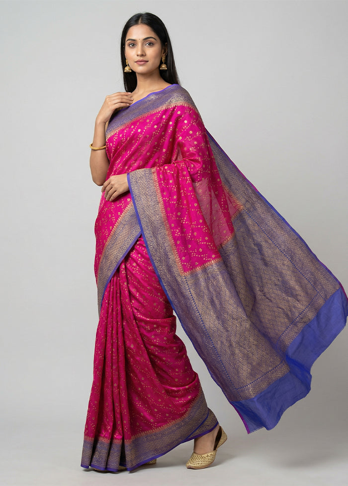 Pink Dupion Silk Saree With Blouse Piece