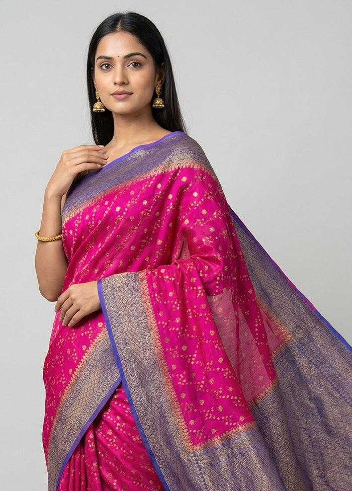 Pink Dupion Silk Saree With Blouse Piece
